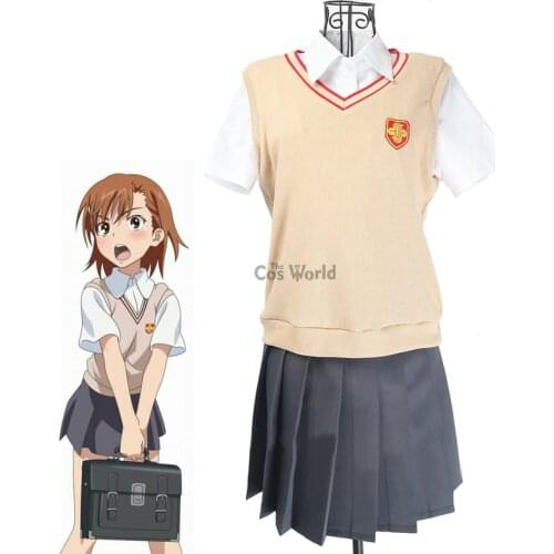 Toaru Kagaku no Railgun Misaka Mikoto Shirai Kuroko School Uniform Sweater Shirt Skirt Outfit Anime Cosplay Costumes