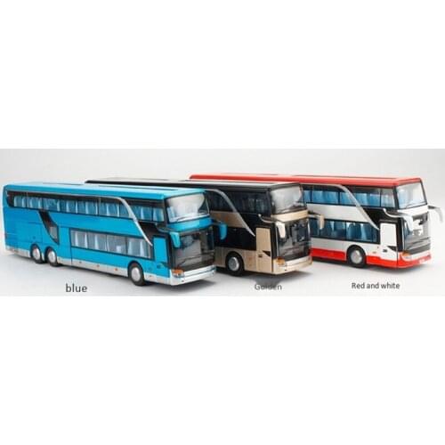 1:32 High Simulation Double Sightseeing Bus Model Toy Children Birthday Gifts Cars Alloy Flashing Sound Vehicle Toys for Kids