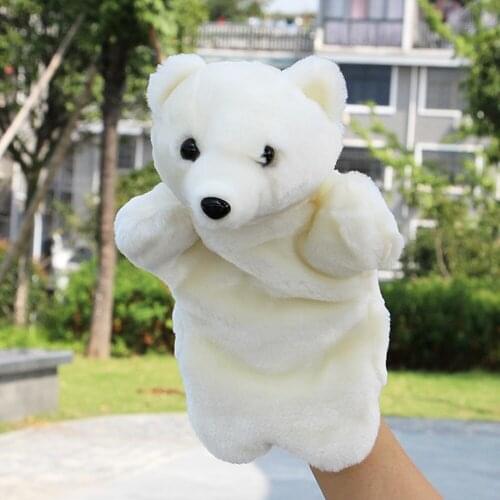 Cute Polar Bear Hand Puppet Baby Kids Developmental Soft Doll Plush Toy Kids Birthday Gifts Develop Imagination Creativity Toys
