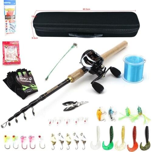 Multifunction Fishing rod with reel and bag Casting Reel set Carbon Fiber wooden handle telescopic fishing rod Fishing Tackle