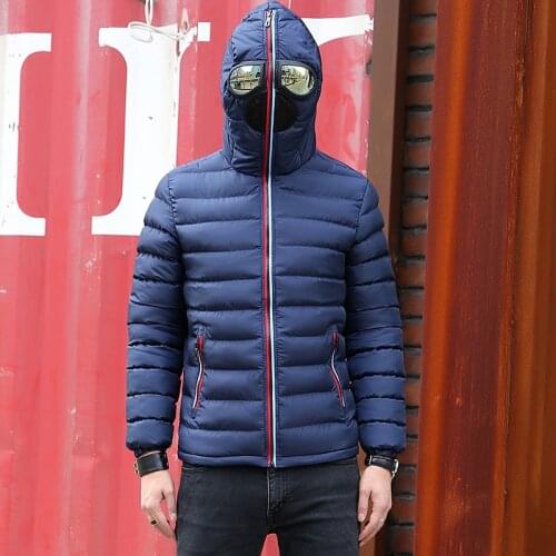 Mens Winter Jackets Hooded with Glasses Jacket Men Winter Parka Men Windbreak Thick Warm Windproof Coats Male Hooded Jackets