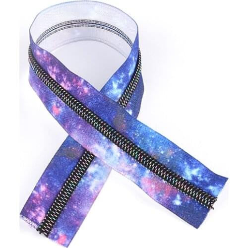 IVODUFF New Print Nylon 5# Zipper Tape,Multicolor Teeth Rainbow Vision Zipper Tape For Bag Making