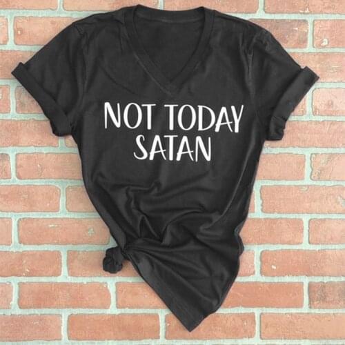 Umeko New NOT TODAY SATAN Vestido t-shirt Korean Solid color style wild letter shirt printing series polyester short-sleeved Tee
