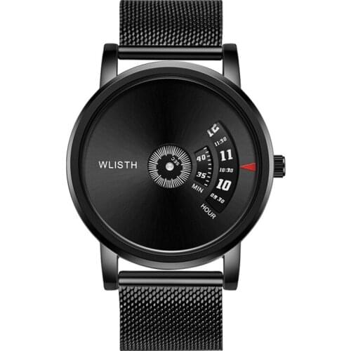 New Style Black Mens Watch Cool Waterproof Mens Watch Hour and Minute Creative Rotating Dial Watch Men Deportes Y Fitnes 2020