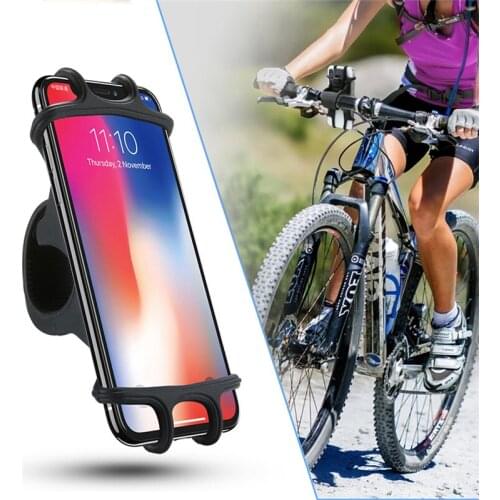 Ajustable Mobile Phone Holder Silicone Bicycle Motocycle Navigation Anti-drop Phone Holder for 4-6.5 inch Phone Soft Plastic