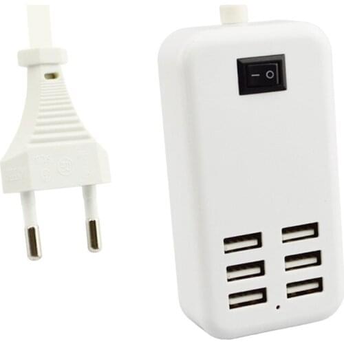 SUMPK 5V 6A 6-Ports USB Wall Charger EU/US Plug Universal Travel Desktop Charger Adapter for Smartphone Tablet carregador