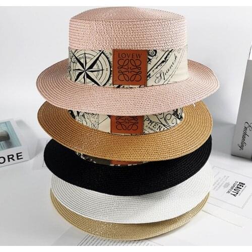 Summer Womens straw hat Holiday trip beach cap Flat hat For Female Sun cap Bone Casquette gorras flat bowler hat