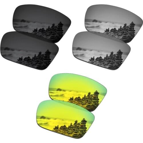 SmartVLT 3 Pairs Polarized Sunglasses Replacement Lenses for Oakley Conductor 6 Stealth Black and Silver Titanium and 24K Gold