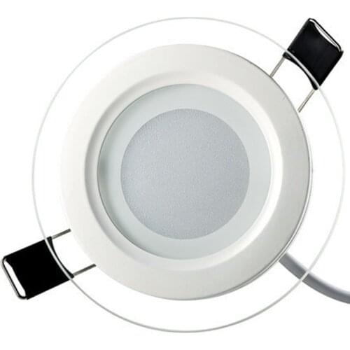 High Brightness Smart Dimmable LED Glass Downlight Round Shape Glass Panel Lights Ceiling Recessed Lamps 6/12/15W