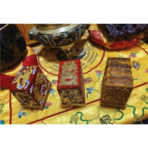 Taoist seal, cover with gold leaf, colour decoration, Kowloon Sanqing Tianzun seal, Taoist Sanqing Bao seal, Kowloon Seal