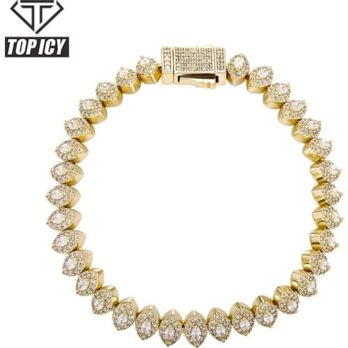 Top Icy iced out hip hop demon eye gold plated cuban link chain diamond necklace bracelets for men women sliver jewelry