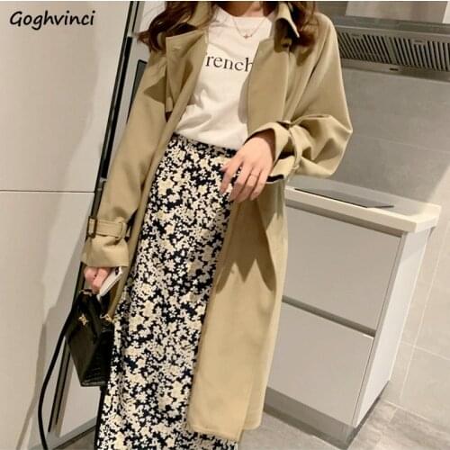 Trench Women Turn-down Collar Casual Fashion Long Coat Jacket All-match Loose Ins Korean Style Streetwear Harajuku OL Slim Retro