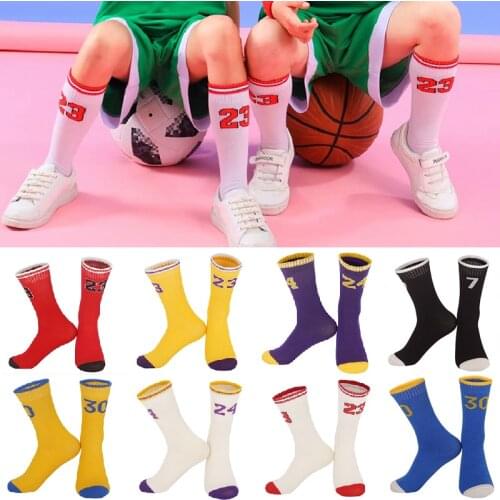 High Quality Fashion Kids Breathable Basketball Socks Elite Thick Sports Socks Unisex Harajukumens Funny Embroider Socks