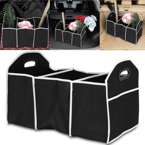 Black Folding Car Storage Box Collapsible Sturdy Robust Car Boot Organiser Shopping Tidy Collapsible Space Saving Storage Box