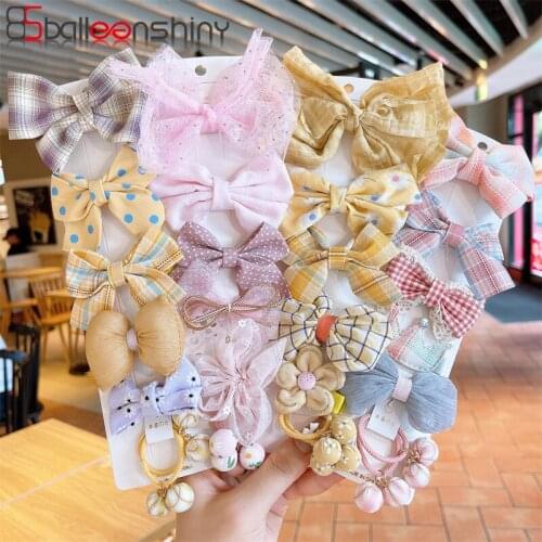 Balleenshiny 6PCS/Lot Bow Collections Girls Hair Clips Accessories Boutique Hairpins Kids Barrettes Headdress Children Headwear