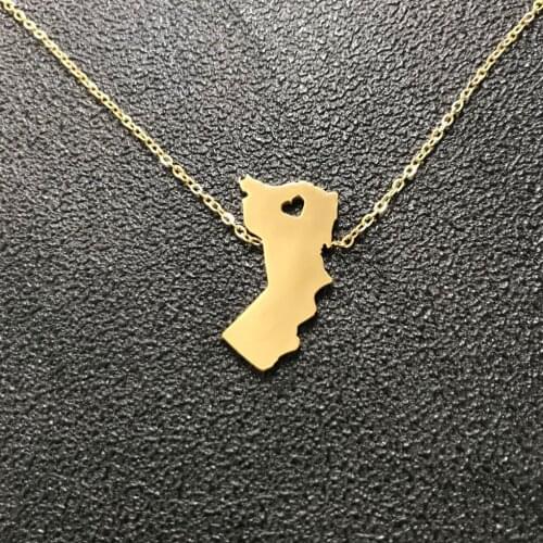 Gold USA State Map New Jersey Necklace Stainless Steel Charm Necklace Chokers Link Chain for Women Men gift