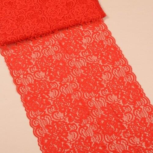 10Yards New Arrival 30cm Embroidery Lace Trim Guipure Soft White Red Yellow Black DIY Elastic Fabric for Wedding Sexy Underwear
