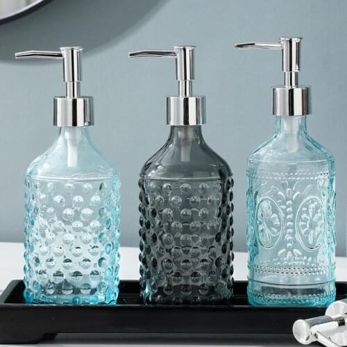 300ml Glass Soap Dispenser Bathroom Shower Gel Shampoo Bottles Hand Washing Empty Bottle Detergent Refill Press Sub-bottle