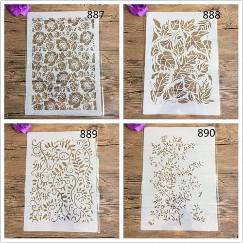 4pcs/set A4 Mandala Stencils Painting Coloring Embossing Scrapbook Album Decorative Template cake stencil paris Leaves