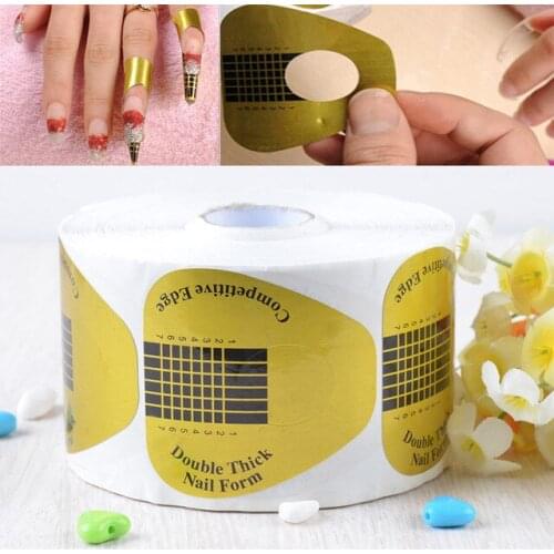 500 Pcs Golden U Shaped Nail Form Art Tip Extension Tools Forms Guide for French Acrylic Nail UV Gel