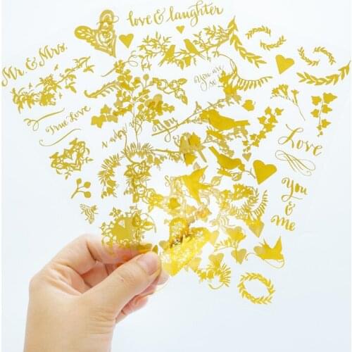 6pcs Bronzing flower pvc sticker diy decoration Diary Book Planner sticker for album scrapbooking Decoration papeleria sale