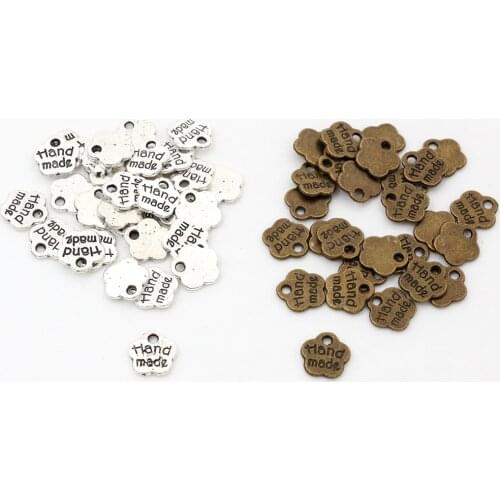 8x8mm 50pcs Antique Silver Plated Bronze Plated Flower Handmade Charms Pendant:DIY for bracelet necklace