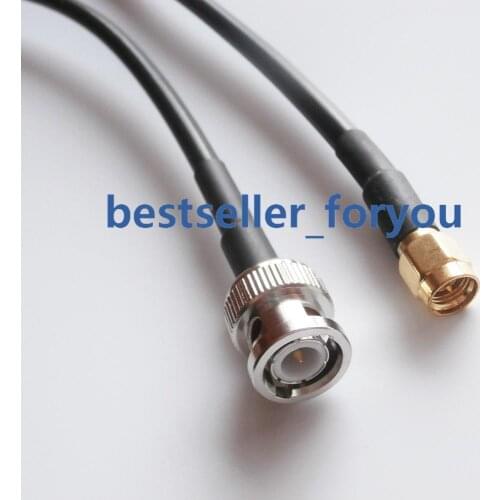BNC male to SMA male plug straight crimp RG58 rf cable jumper pigtail 3feet 1M