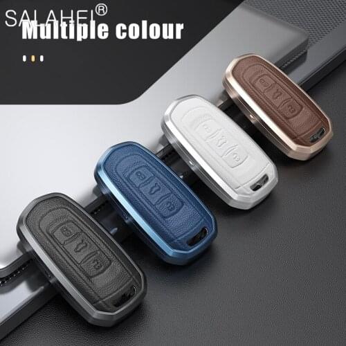 Aluminum Alloy + Leather Car Key Case Cover For Geely Atlas SUV Boyue borui Coolray Emgrand NL3 EX7 X7 EC7 GX7 EC715 RV EC718 GT