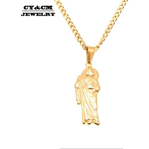 CY&CM Men Women Hip Hop Crutch Jesus Piece Pendant Iced Out Vintage Gold Color Stainless Steel Necklace Jewelry Drop Shipping