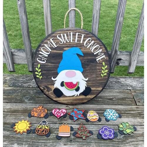 Decorative Pendant Letter Gnome Patterns Hanging Ornament Welcome Board for Home Shops