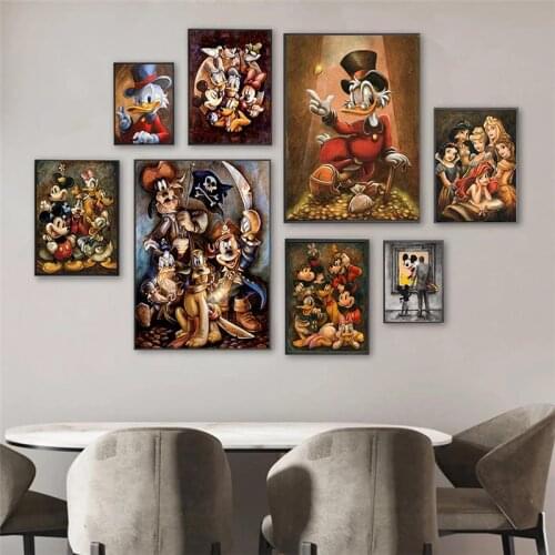 Disney Mickey Mouse Donald and Princess Canvas Painting Art Posters and Prints Wall Art Picture for Living Room Decor