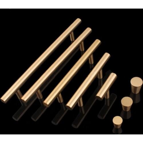 100% Brass Cabinet Handle Long Wardrobe Knobs Drawer Pulls Kitchen 50/60/100cm Bedroom Furniture Door Handles Luxury Accessory