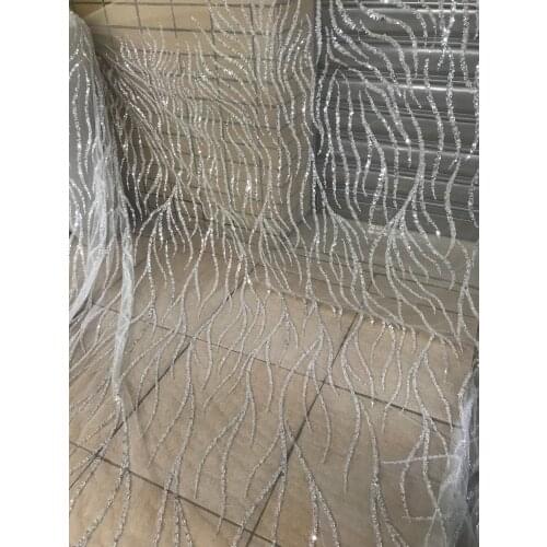 French Net Lace Fabric Latest african net lace fabric with beads SYJ-168681 bridal mesh embroidered tulle fabr