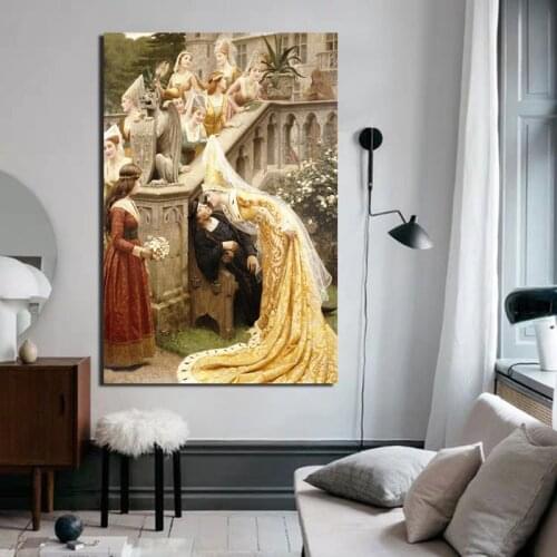 Figure painting Edmund Blair Leighton Canvas Painting Prints Living Room Home Decor Artwork Modern Wall Art Oil Painting Posters