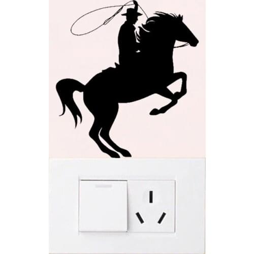 Cowboy Horse Man Home Decor Vinyl Switch Decal Bedroom Wall Sticker 6SS0432