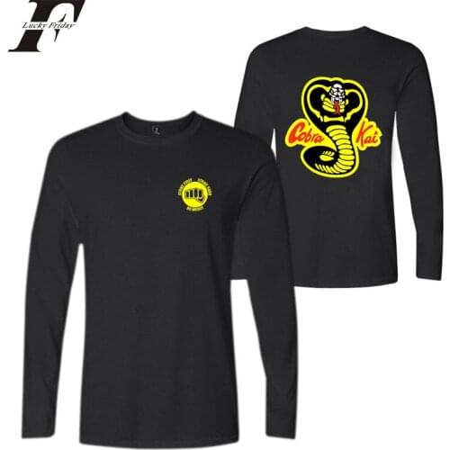 LUCKYFRIDAYF 2018 Cobra Kai hit hop Anime cotton long sleeve O neck funny t shirts Men women Tshirt Lovely Popular camisetas