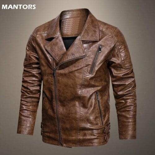 2021 Autumn Leather Jacket Men Lapel Brand Jacket Slim Motorcycle PU Leather Jacket Male Vintage Outerwear Coat Leather Jackets