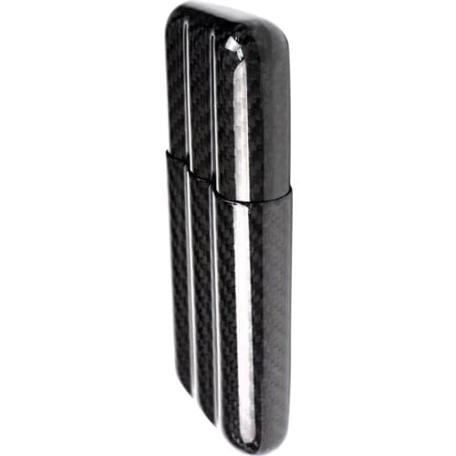 Real Carbon Fiber 3 Tube Cigar Case Travel Holder In Gift Box
