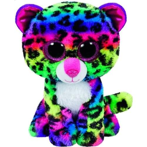 New 6" 15cm Ty Big Glitter Eyes Dotty Multicolor Leopard Plush Stuffed Animal Collectible Soft Doll Toy Boy and girl Gift