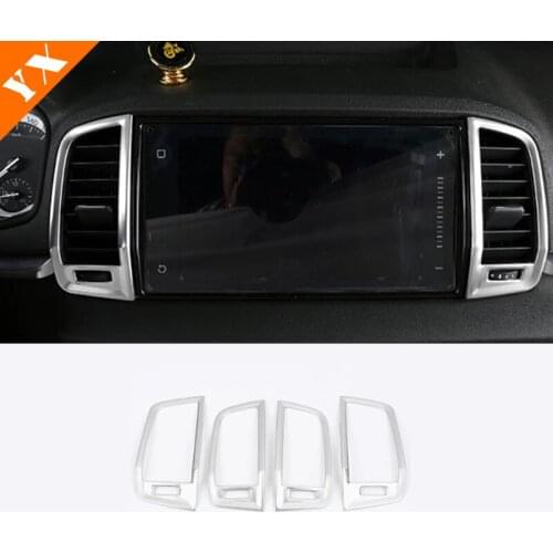 Stainless Black/Blue/Sliver Car Front center Left conditioner air Outlet decor Cover Trim For Skoda Karoq 2017 2018 accessories