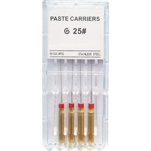 25mm Stainless Steel Dental Paste Carriers Red 25# Engine Use Dental Spiral Lentulos Root Canal Filling Paste Dentistry Tool