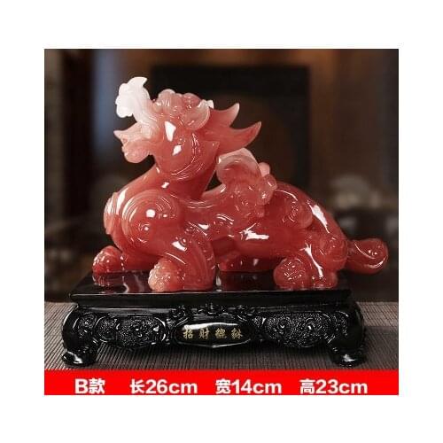 PI XIU IN EMERALD GREEN IS ARRANGED IN CORAL RED MYTHICAL WILD ANIMAL HIGH-END LUXURY ANIMAL SCULPTURE STATUE CARVING HOME DECO