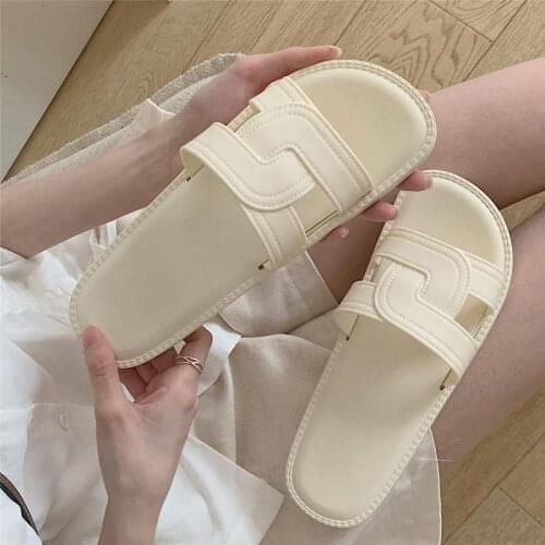 Women Sandals Casual Simple Solid Color Cross Patchwork Slippers Fashion Solid Color Flat with House Beach Flip Flops Female