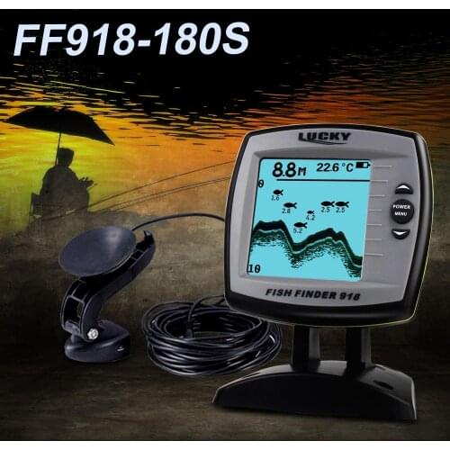 LUCKY Fish Finder FF918-180S Wired Transducer Sensor Fishfinder 45 Degrees Echo LCD Fish Locator Boat Fishfinder Fish Detector