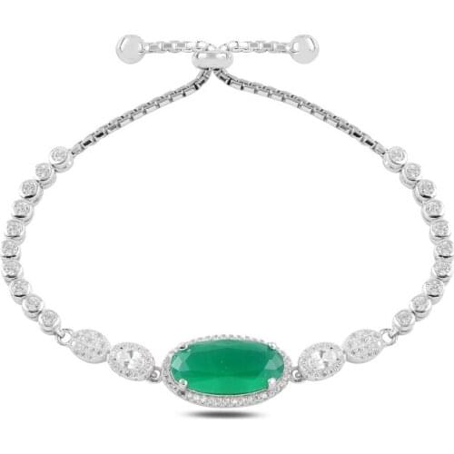 Silver 925 Sterling Zircon Cubic Zirconia Elevator Bracelet