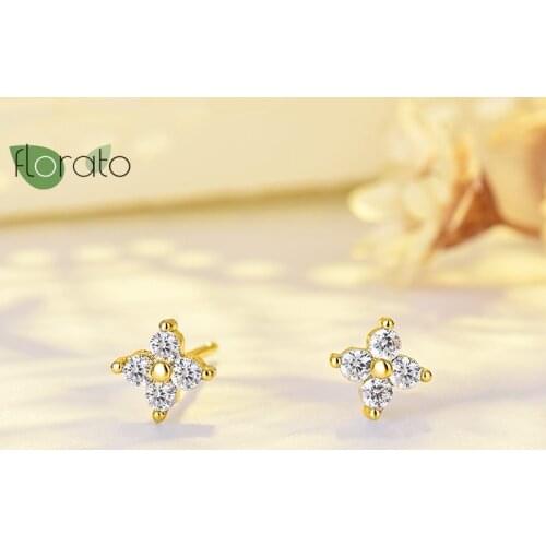 925 Sterling Silver Small CZ Stud Earrings Tiny Crystal Flower Earrings for Women Girls Cute Delicate Minimalist Jewelry