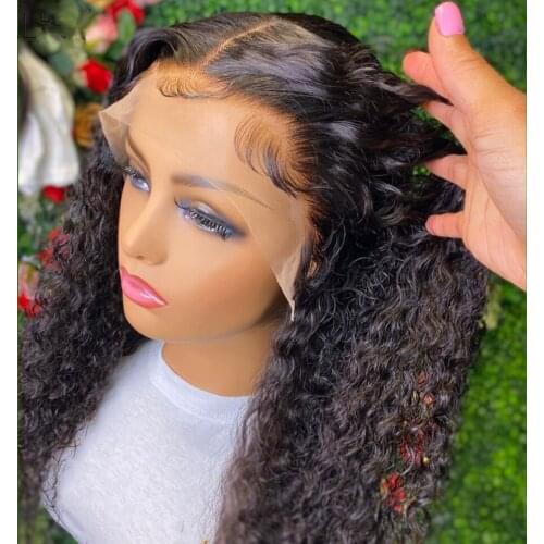 Swiss Lace Front Wig Long Kinky Curly Wet Glueless Synthetic Soft Wig Heat Resistant Fiber Hair Wig For Black Women 24 Inch