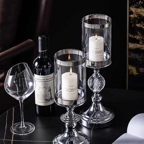 Wedding Pillar Candle Holder European Modern Silver Luxury Candle Holder Romantic Dinner Portavelas Table Decoration EF60ZT