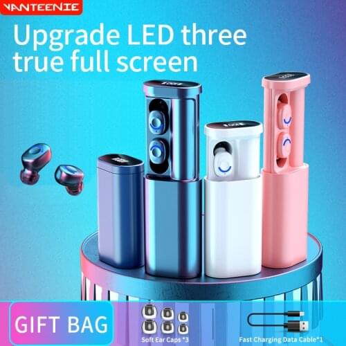 TWS Bluetooth 5.2 Earphones Upgrade LED Three Full Screen Large Capacity Chaging Bin Wireless Headphone Charge Mobile Phones