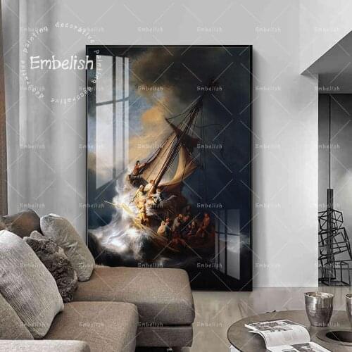 Embelish Rembrandt Ship Canvas Oil Painting HD Wall Art Prints Picture For Living Room Modern Home Decor Posters 1 Piece Framed